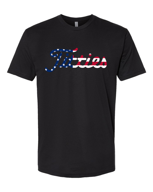 Titties Golf Font American Flag Tee