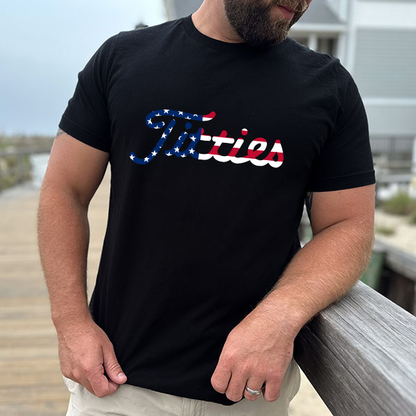 Titties Golf Font American Flag Tee