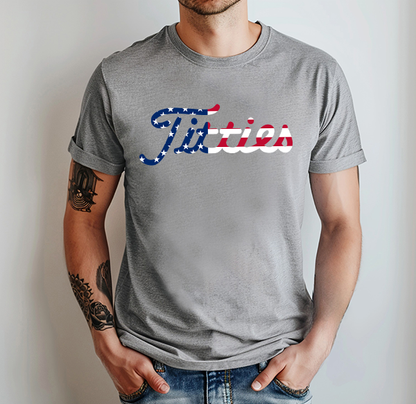 Titties Golf Font American Flag Tee